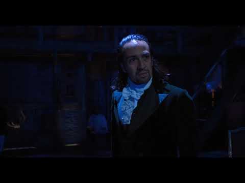 Wide shot of Hamilton stage with turntable and full company during climactic number
