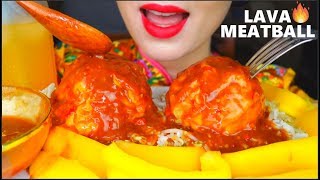 Download lagu ASMR GIANT LAVA MEATBALLS, RICE, BEAN SPROUTS, ORANGE JUICE | BAKSO LAVA AYAM 辣椒肉丸 咀嚼音 | 먹방 mp3