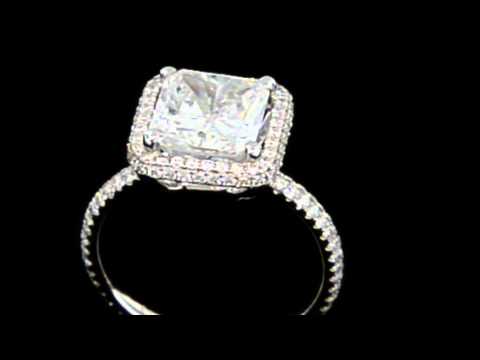 4.40 TCW 18k White Gold Radiant Cut Diamond Engagement Ring
