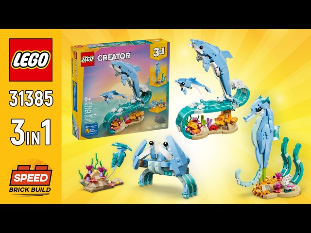 Vídeo relacionado con LEGO 3en1 Creator Animales Marinos: Hermosos Delfines - Figuras de Animales con Delfines, Caballito de Mar y Cangrejo de Juguete y Decoración - Regalo para Niñas y Niños de 9+ Años - 31385