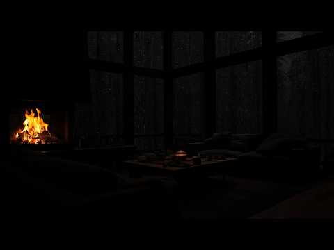 Thunderstorm,Rain & Crackling Fireplace in a Cozy Cabin🔥Perfect Ambience for Sleep & Relaxation😴🔥