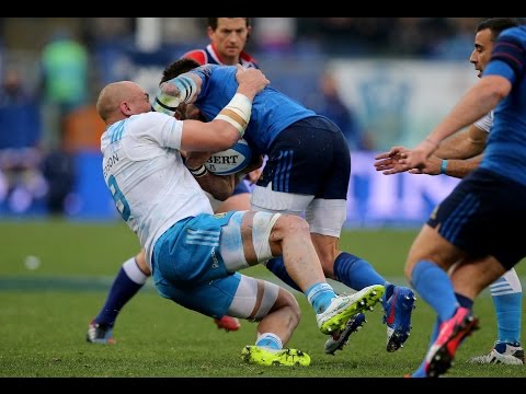 Sergio Parisse foils French counter attack, Italy v France, 15th March 2015