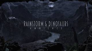 Thunderstorm & Dinosaur Sounds | Storm Rages Outside A Cozy Cave | 8 Hour Ambience | 4K