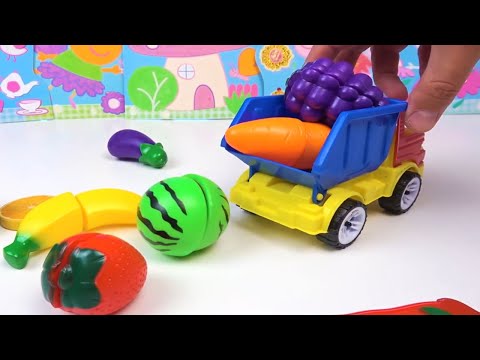 Learn names of fruits and vegetables with toy velcro cutting fruits and vegetables