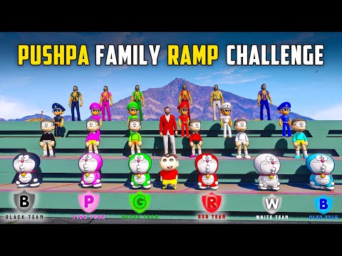 Pushpa & Shinchan 🤣Color Family Ramp Challenge🔥🔥 In GTA5 Full Fun #gta5 #rampageboy #bommalu
