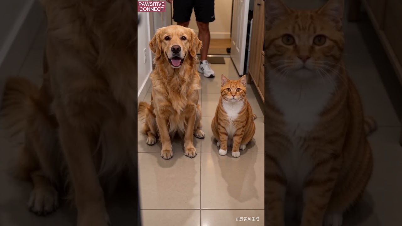 The door opened. It was not who they were waiting for. They turned back around. 🐾🐱🚪