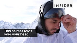 This helmet folds over your head
