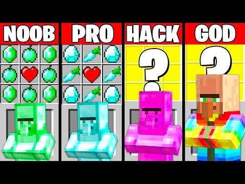 Minecraft Battle: SUPER VILLAGER CRAFTING CHALLENGE - NOOB vs PRO vs HACKER vs GOD ~ Funny Animation