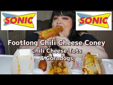 Sonic Chili Cheese Coney Dog & Tots & Corndogs Mukbang