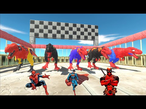 Hunting found 5 T-REX Marvel SUPERHEROES  DINOSAURS DEATH RUN Jurassic World Evolution 3 Champions