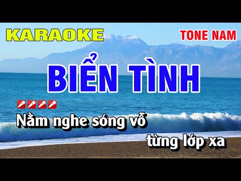 Karaoke Biển Tình Tone Nam Nhạc Sống | Nguyễn Linh