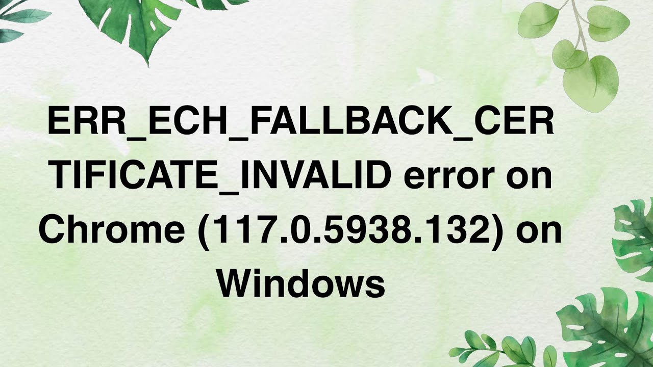 ERR_ECH_FALLBACK_CERTIFICATE_INVALID error on Chrome (117.0.5938.132) on Windows