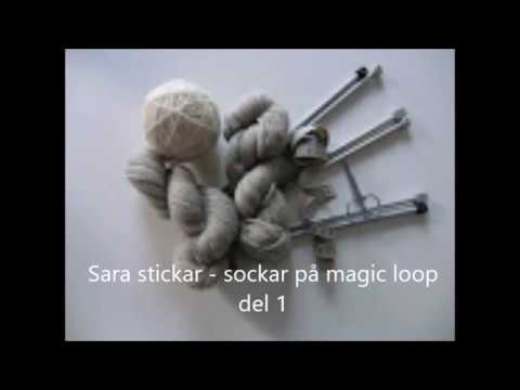 Sara stickar   sockar på magic loop del 1