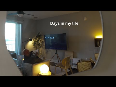 Day in life of a creator vlogging everyday moments: minimalist apartment, lifestyle. 