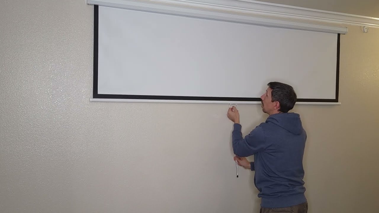 Retractable projector screen unboxing and install | HOW TO INSTALL a projector screen