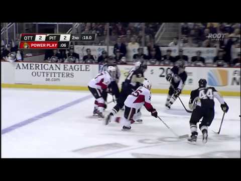 Matt Cooke skate to Erik Karlsson's leg Feb 13 2013 Ottawa Senators vs Pittsburgh Penguins NHL