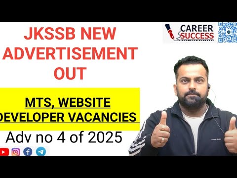 JKSSB NEW ADVERTISEMENT OUT | MTS ,WEBSITE DEVELOPER VACANCY!!