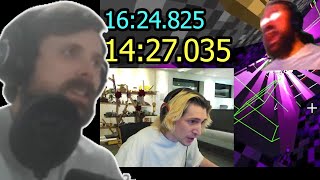 Forsen Reacts to xQc Beating His Minecraft Record (Full Run)