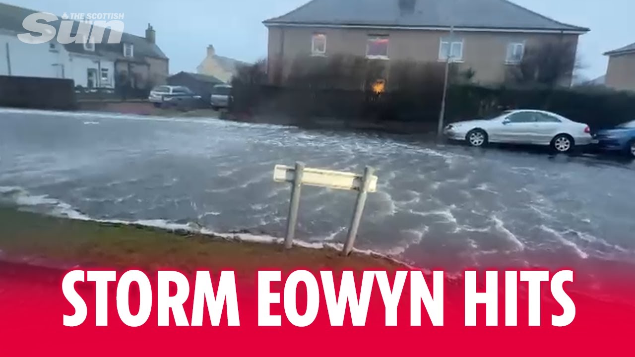 Storm Eowyn batters Scotland's west coast with streets flooded in Troon