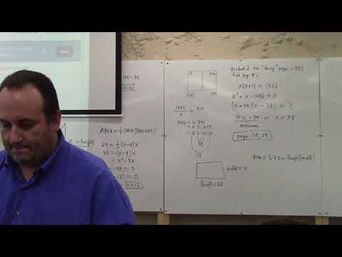 Algebra: quadratic equations and factoring, applications,10-7-21 part 2