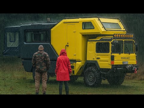 YOĞUN YAĞIŞTA SOBALI KARAVAN KAMPI