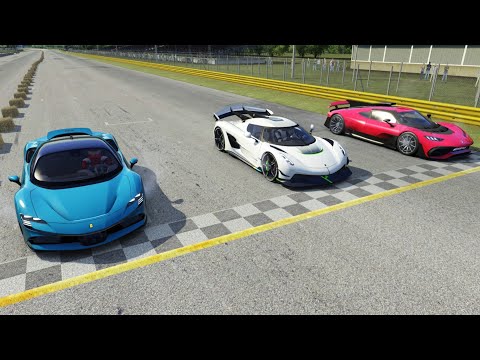 Koenigsegg Jesko vs Mercedes-Benz AMG Project One vs Ferrari SF90 Stradale at Monza Full Course