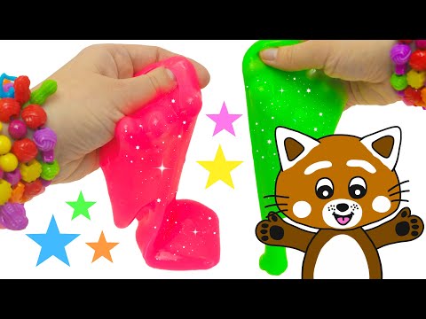 Pukkins gör slime/slajm - Lek och lär dig färger med slime - Lek med oss