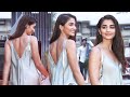 Pooja Hegde Looks Hot In Backless Satin Dress As She Step Out For Meeting In Andheri