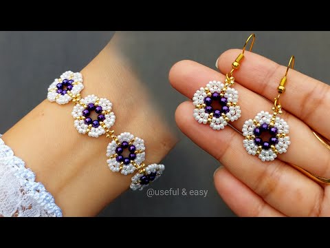 EASY FLOWER GARDEN🌼JEWELLERY MAKING AT HOME🌼BRACELET & EARRINGS🌼Useful & Easy