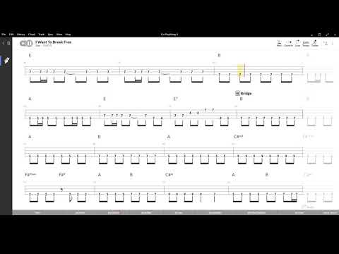 I Want To Break Free ( Queen ) ,Tablatura e base Senza Basso - Backing bass track