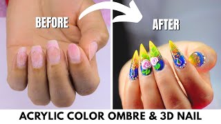 How to Do Acrylic Glitter 3D Nails | Professional Tutorial