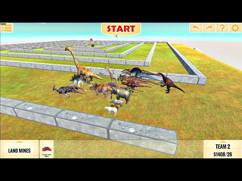 Animal vs  Dinosaur speed race  Fenced field course! | Animal Revolt Battle Simulator