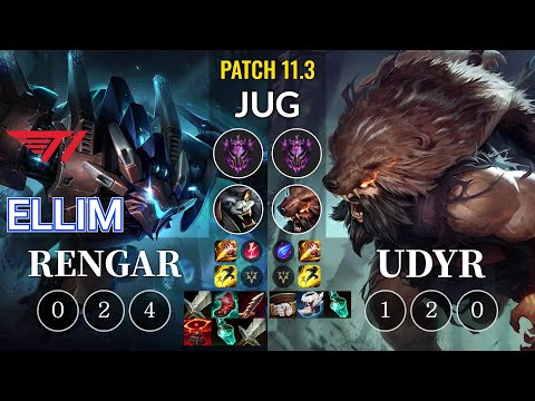 T1 Ellim Rengar vs Udyr Jungle - KR Patch 11.3