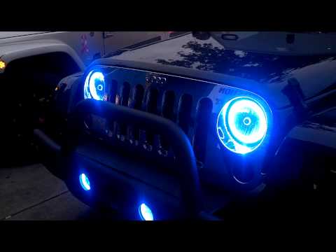 Oracle halo lights on Jeep jk by ACE TIRE