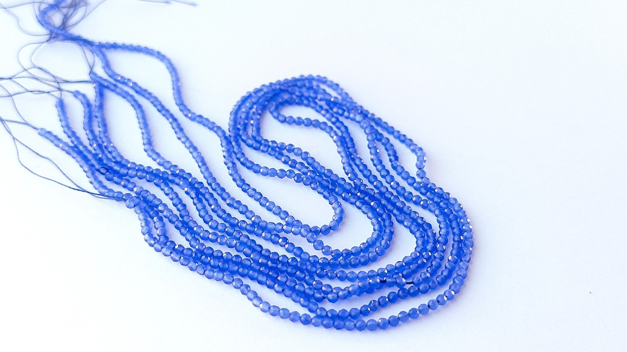 Blue Chalcedony | Faceted Rondelle | 2.1mm Bead Size | 35cm Strand Length video