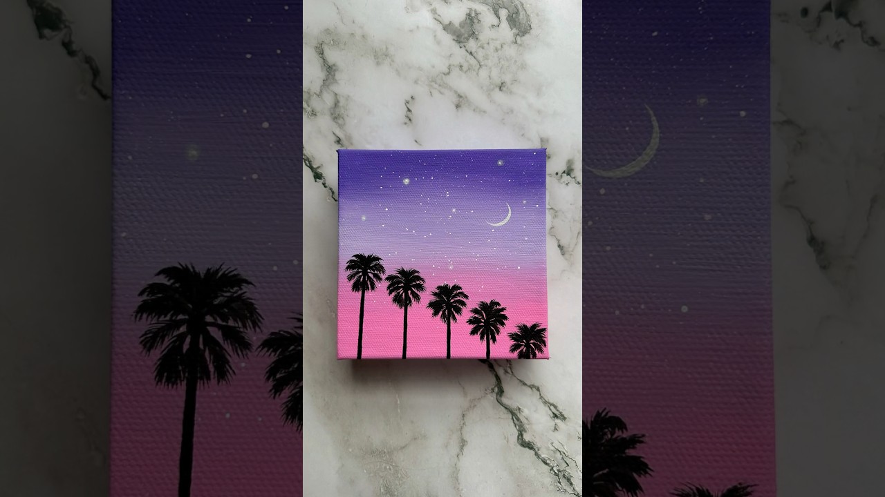 palm trees at sunset 🌴💕✨ #painting #art #palmtrees #shorts #subscribe