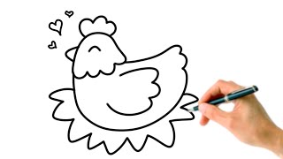 How To Draw A Chicken 🐓 Very easy! Step-By-Step Tutorial For Kids Draw & Color