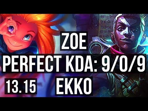 ZOE vs EKKO (MID) | 9/0/9, 2.0M mastery, 1200+ games, Legendary | EUW Master | 13.15