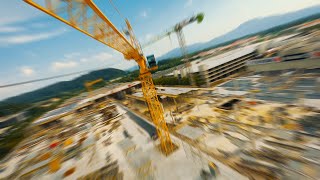 CONSTRUCTION CRANES DIVING / FPV drone freestyle action / Supernova Ljubljana construction site