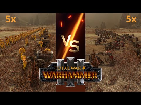 Can 5 Helblaster Volley Guns Beat 5 Warplock Jezzails in Total War: Warhammer 3?