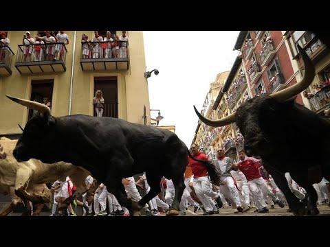 Video Thumbnail: WATCH: Pamplona's bull run, a dangerous chase