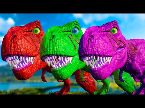 T-REX COLOR PACK vs CERATOSAURUS vs INSPINEDORAPTOR vs CARNOTAURUS - Jurassic World Evolution