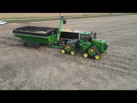 Grain Cart Unloading | John Deere Combine Unloading Grain | 9RX Farming