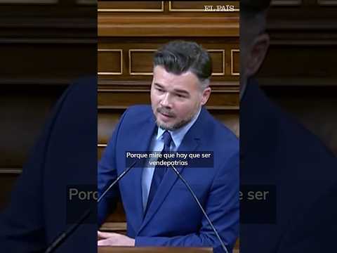 Rufián calls Vox deputies "traitors" for their support of Trump.