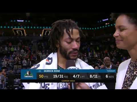 Derrick Rose拿下50分賽後全隊簇擁及感人採訪 (Derrick Rose拿下50分賽後全隊簇擁及感人採訪)