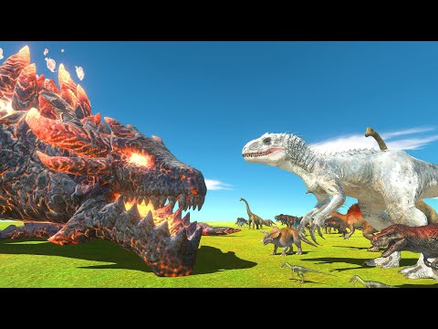 Dinosaur War | Indominus Rex vs Lava Dragon - Animal Revolt Battle Simulator