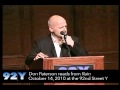 Don Paterson reads from Rain at the 92nd Street ...