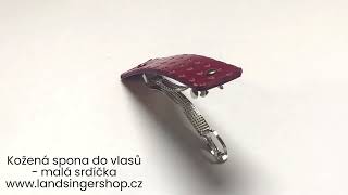 Kožená spona do vlasů - malá srdíčka