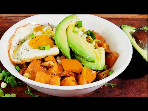 Sweet Potatoes Breakfast Hash with Egg and Avocado, just so simple to make and Delicious