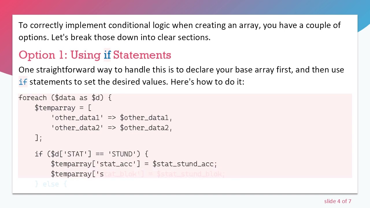 How to Use an if Function in Array Declaration with PHP